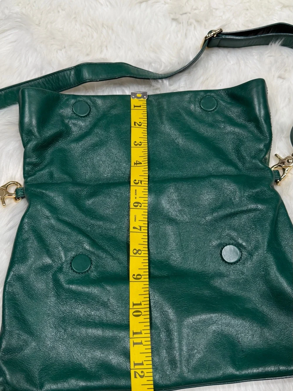 Tory Burch Emerald Green Leather Fold-Over Crossbody with Logo